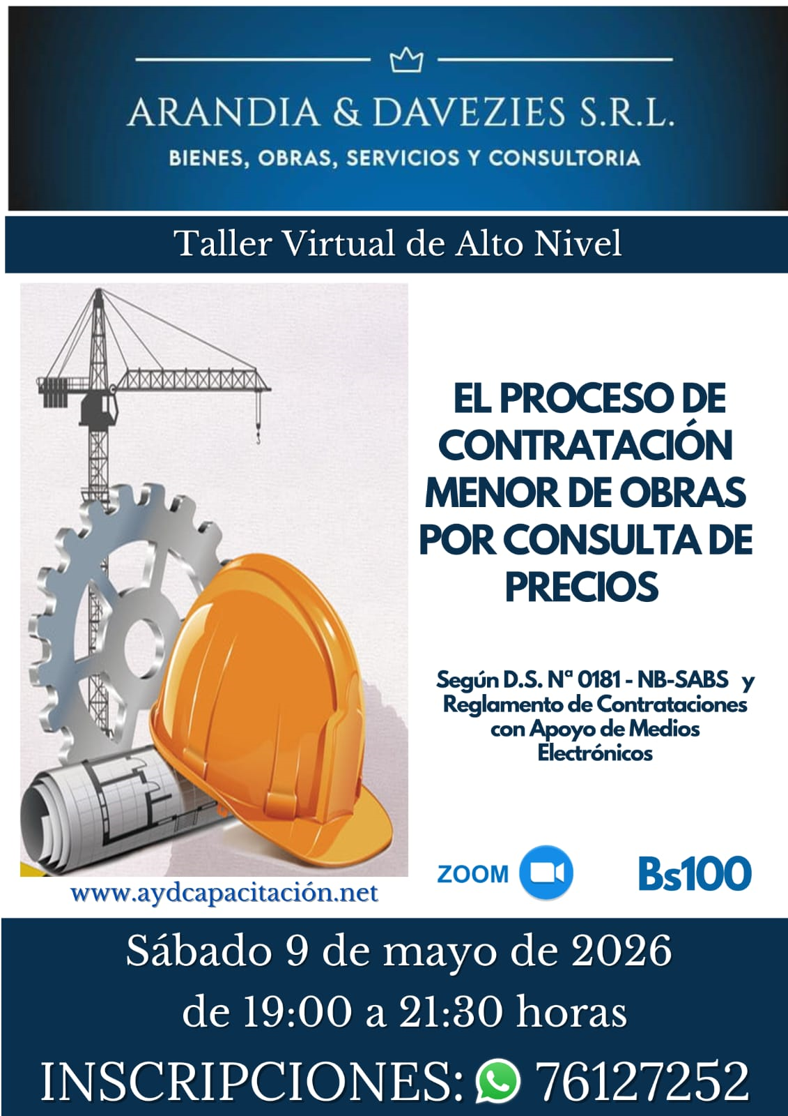 TALLER VIRTUAL DE ALTO NIVEL: EL PROCESO DE CONTRATACIÓN MENOR DE OBRAS POR CONSULTA DE PRECIOS