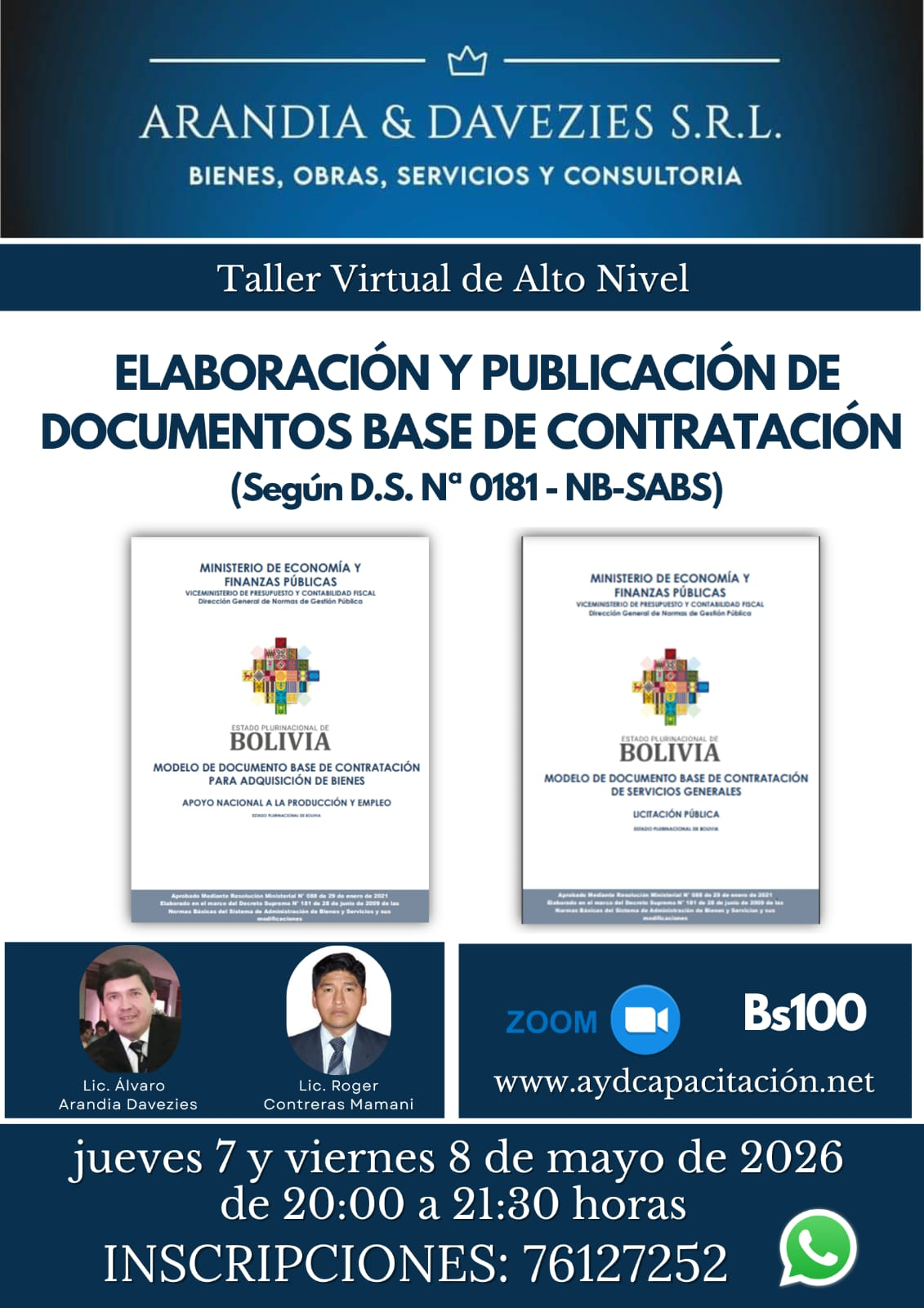 TALLER VIRTUAL DE ALTO NIVEL ELABORACIÓN Y PUBLICACIÓN DE DOCUMENTOS BASE DE CONTRATACIÓN